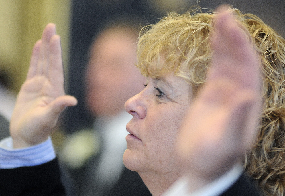 Republican Cathy Manchester of Gray was sworn into a provisional Senate seat by the Republican majority until the disputed results of her District 25 race against Democrat Cathy Breen are reviewed.