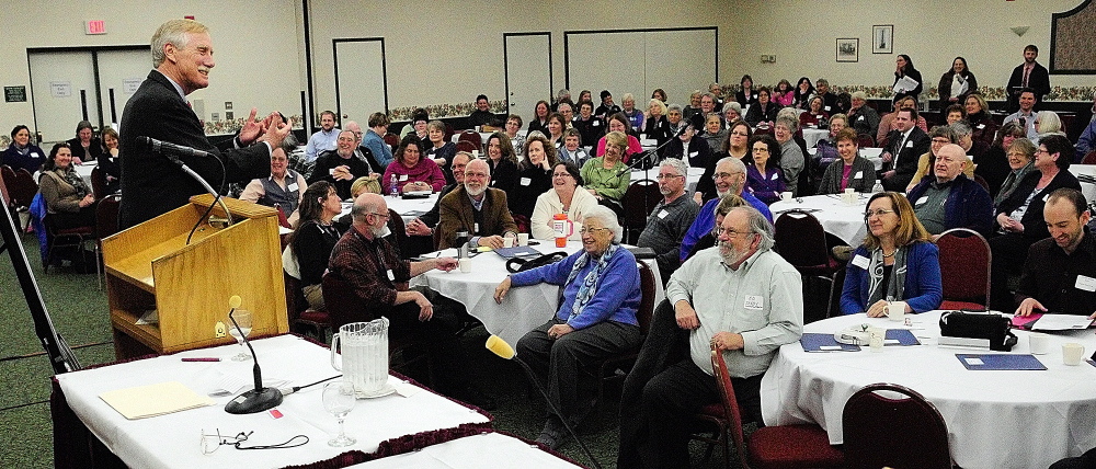 Sen. Angus King recently addressed a conference on aging in northern New England. Maine’s status as the oldest state in the union also makes it one of the biggest receivers of federal funds on a per capita basis.