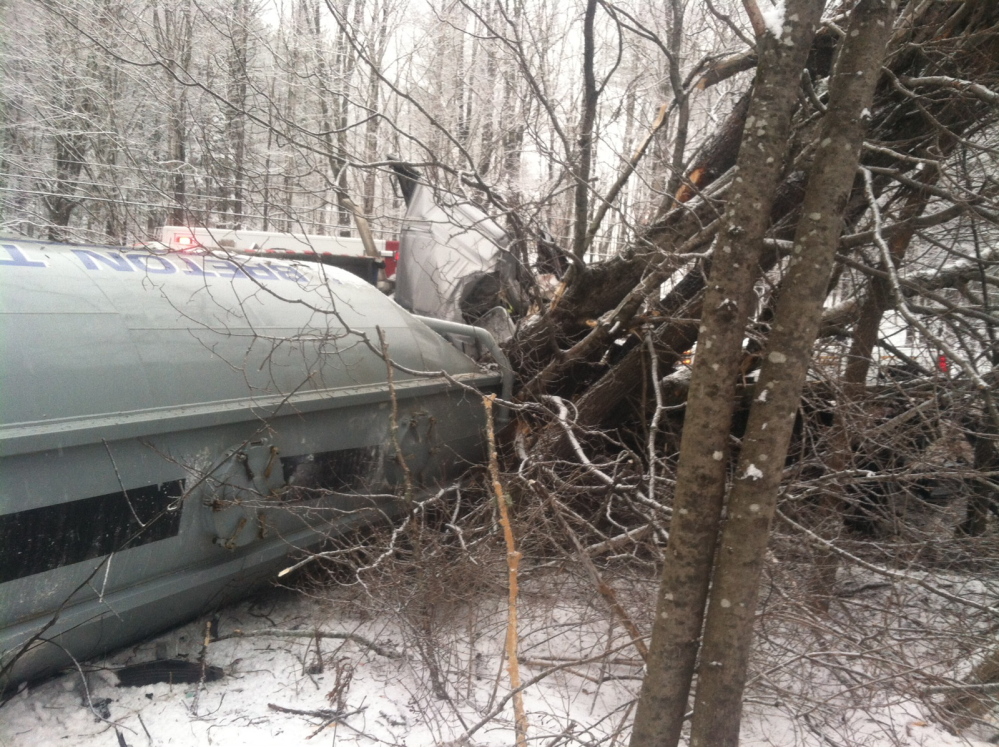 The driver of a tractor-trailer that truck rolled over on New Portland Road in Embden Tuesday morning was taken to the hospital for non-life threatening injuries.
