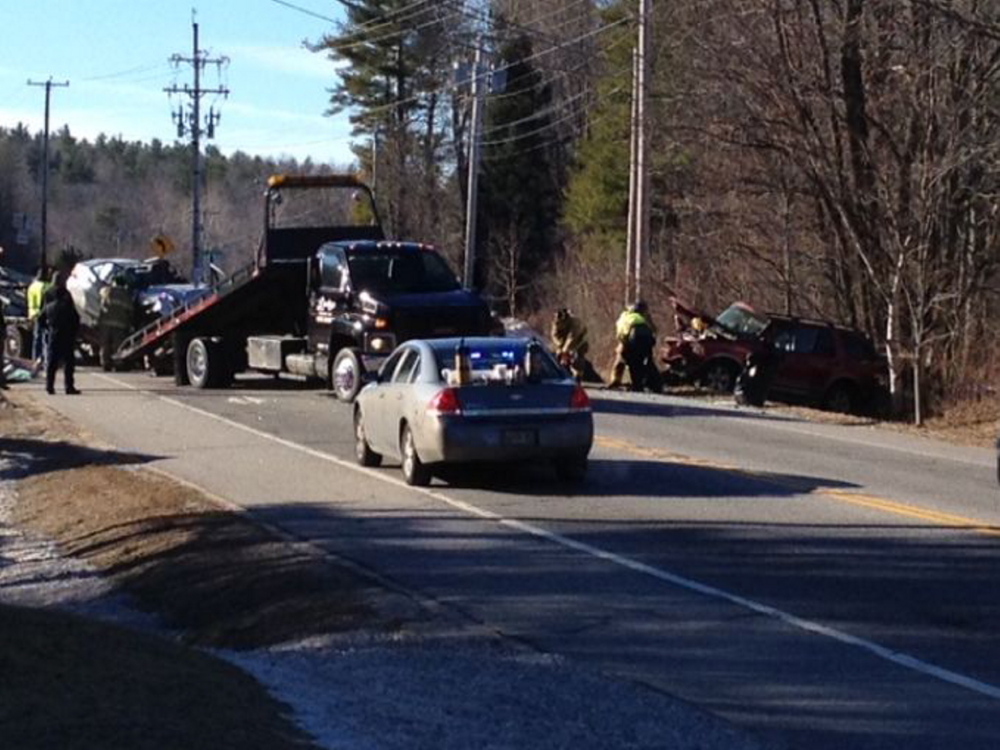 A Winthrop father and son were killed in a head-on crash Tuesday at the intersection of Leeds Junction Road and U.S. Route 202.