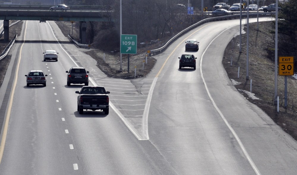 Cars take exit 109B from Interstate 95 to Western Avenue in Augusta, an area that’s prone to accidents, according to state transportation officials.