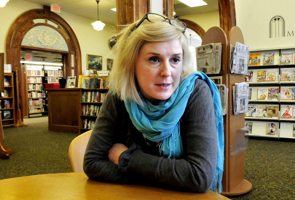 Staff photo by David Leaming
Sarah Sugden of the Waterville Public Library speaks about the use of the library by homeless people seeking shelter from the cold on Wednesday.
