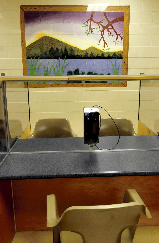 A mural on a wall in a visitation room at Somerset County Jail in East Madison was painted by Elizabeth Mikotowitz.