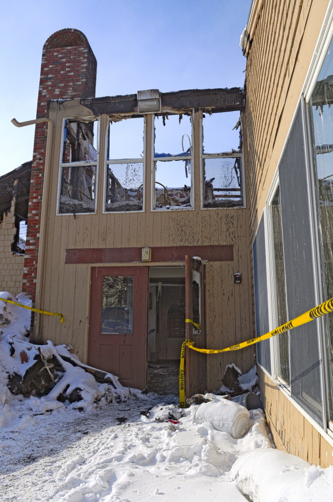 About 30 tenants were forced from their home on Highland Avenue in Gardiner when fire ripped through a section of the building late Wednesday night.