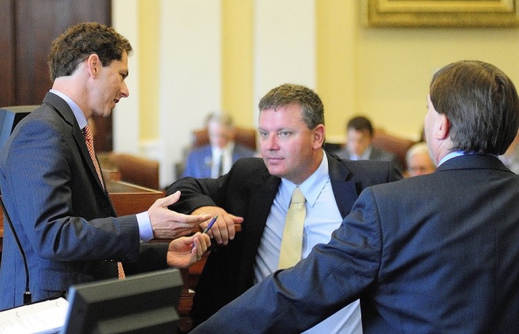Senate President Michael Thibodeau, R-Winterport, center, said in response to recent remarks by Gov. Paul LePage, “While the governor has a way of making comments that grab headlines, Senate Republicans are committed to reducing the overall tax burden on Maine citizens. That tax burden includes property taxes, sales taxes and income taxes.”
