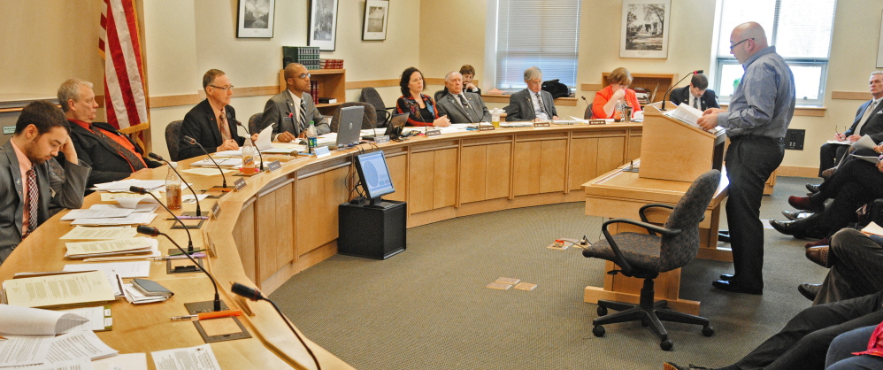 Bryant Tracy, owner of Pawz & Clawz in Windham, said his shop purchases from USDA-licensed breeders who agree to voluntary inspections in his testimony against L.D. 335, “An Act To Prohibit the Sale of Dogs and Cats in Pet Shops,” on Thursday before the Legislature’s committee on Agriculture, Conservation and Forestry in the Cross State Office Building in Augusta.