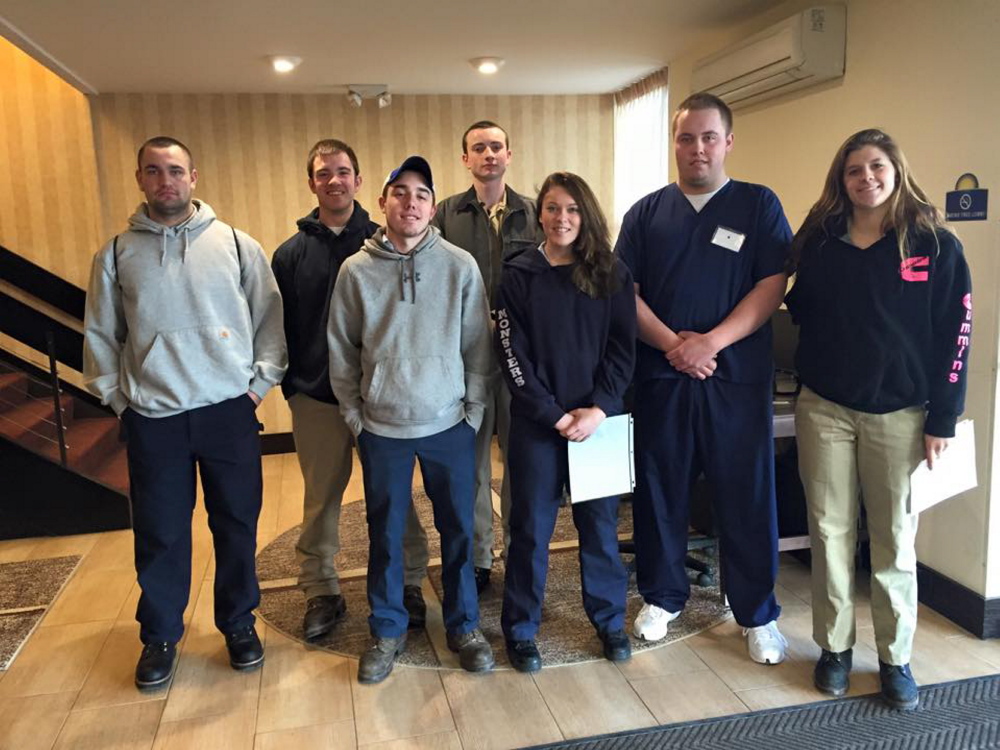 From left, are Randy Richards, Justin Richard, Tyler Tompkins, Nick Labun, Kacy Boutot, Cameron Aucoin and Hillary Libby.