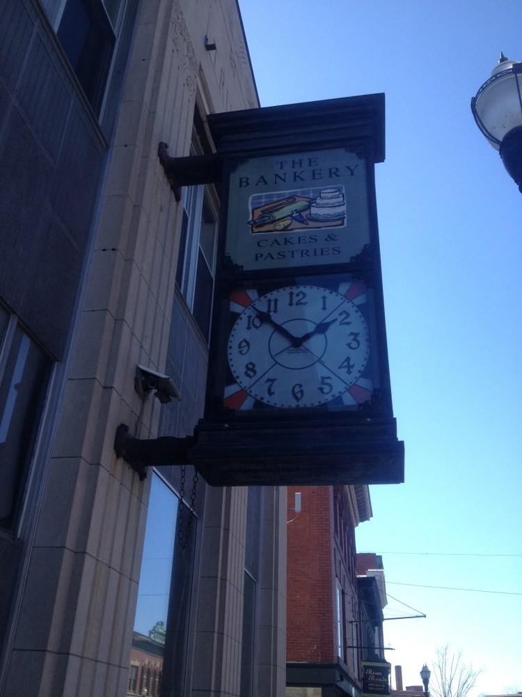 The sign outside a bakery that took over space in downtown Skowhegan formerly home to a bank was turned into an advertisement for the shop named The Bankery. A shop co-owner said the facade program was successful in getting the downtown landmark spruced up as it was used for a different kind of business.