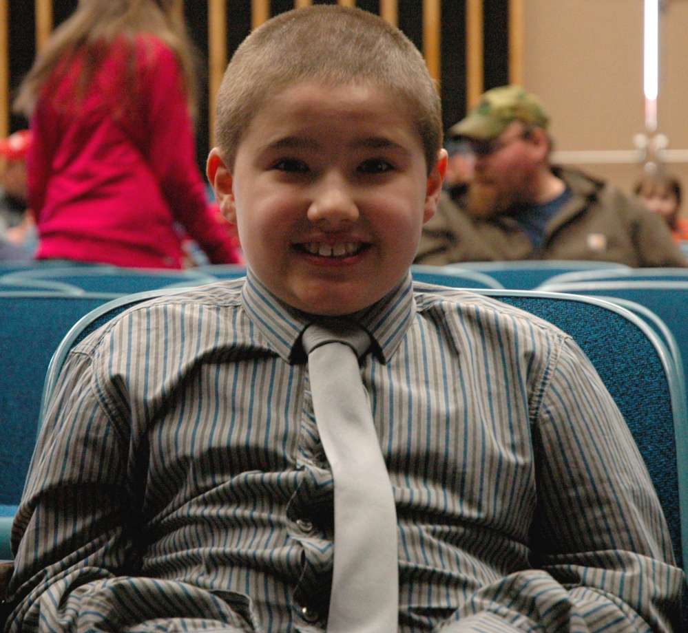Third-grader Jacob Munn was among the recipients of Maine College Circle scholarship awards Tuesday at Skowhegan Area High School in Skowhegan. The awards are intended to get the youngsters thinking about continuing their education after high school graduation.