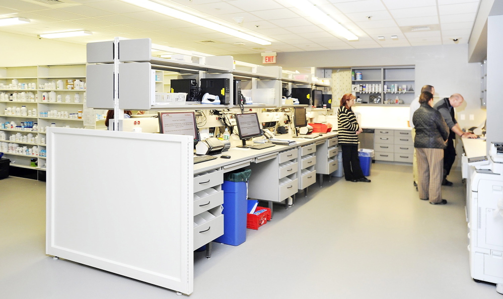 Among Maine industries with higher growth in earnings is health care, which includes Maine Medical Center’s 24-hour pharmacy and lab where prescriptions are filled by trained employees as well as a state-of-the-art robot.