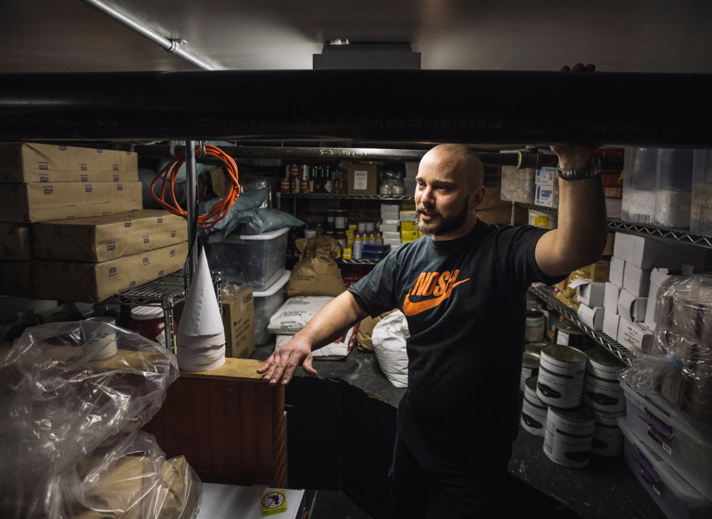 Noah Leether, head chef at Nosh in Portland, says more than 300 pounds of beef brisket – cured using pink salt – has been locked away in a freezer after health officials ordered an embargo in mid-February. Leether says the Congress Street restaurant could lose close to $4,000 as a result.