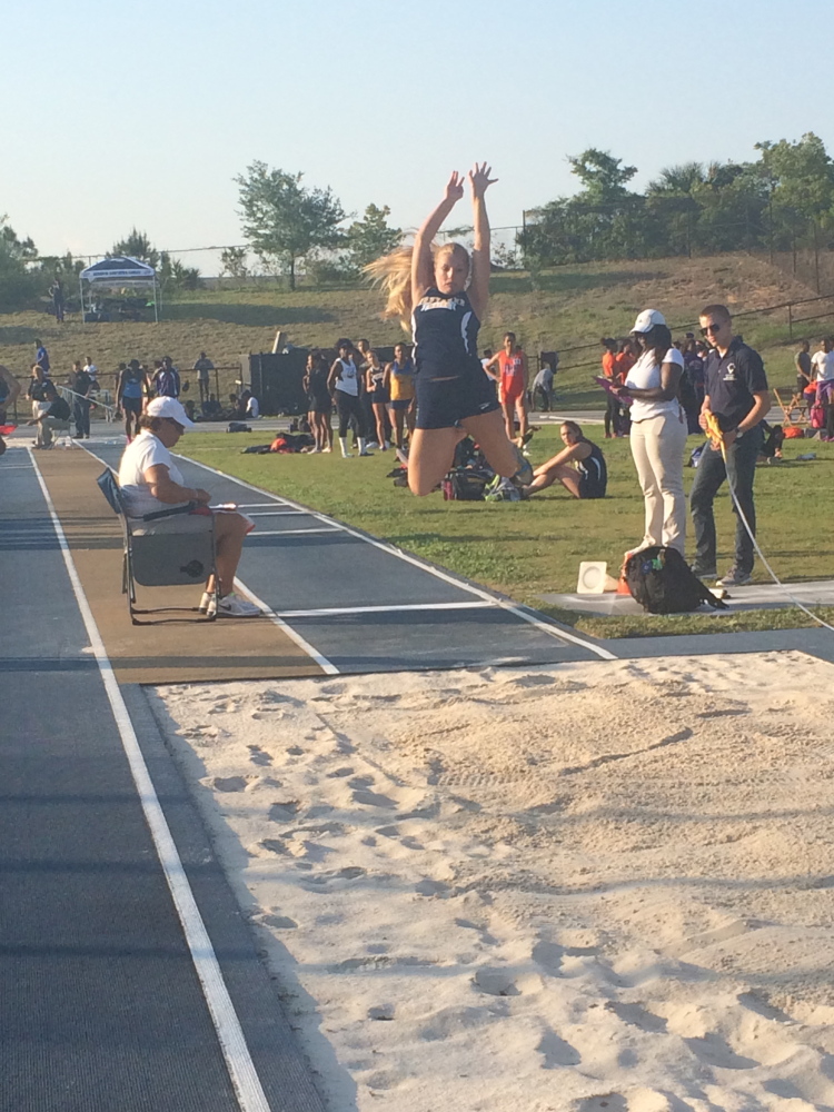 Rachel Ingram, a freshman at the University of Southern Maine, competes at the annual Embry Riddle Aeronautical University Spike’s Classic in Daytona Beach, Florida on April 3. Ingram turned in a strong performance at the meet, finishing fifth in the triple jump with a leap of 35 feet,   inches.