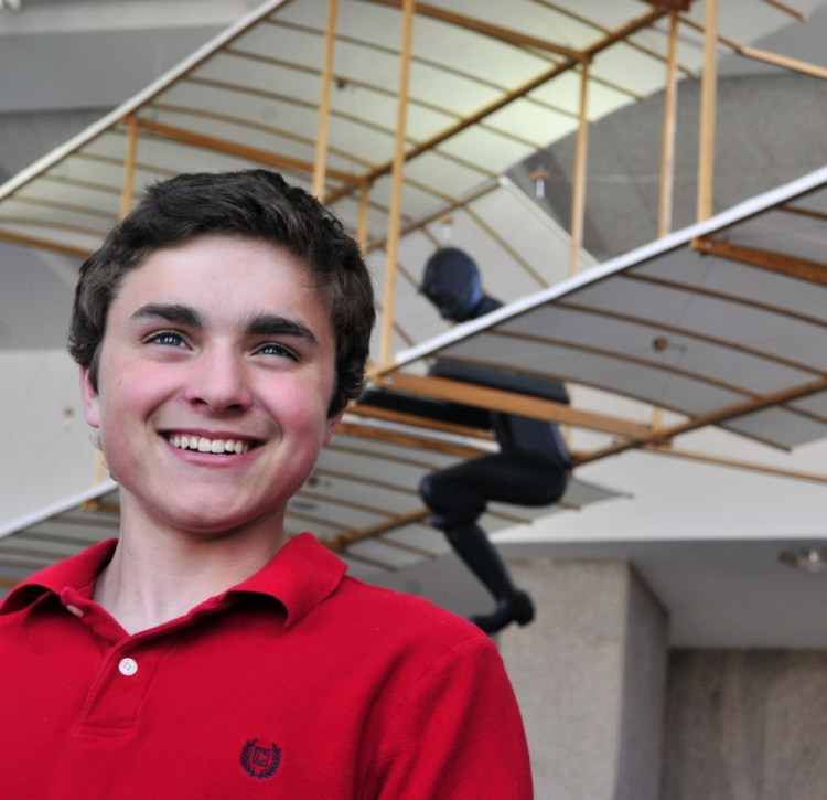 Isaac Bell, an 8th grader at Stepping Stones Montessori School in Chelsea, attended the History Day event in the Cultural Building atrium on Tuesday in Augusta. He recently won the middle school division second place award in the National History Day contest for his website on the history of NASA.
