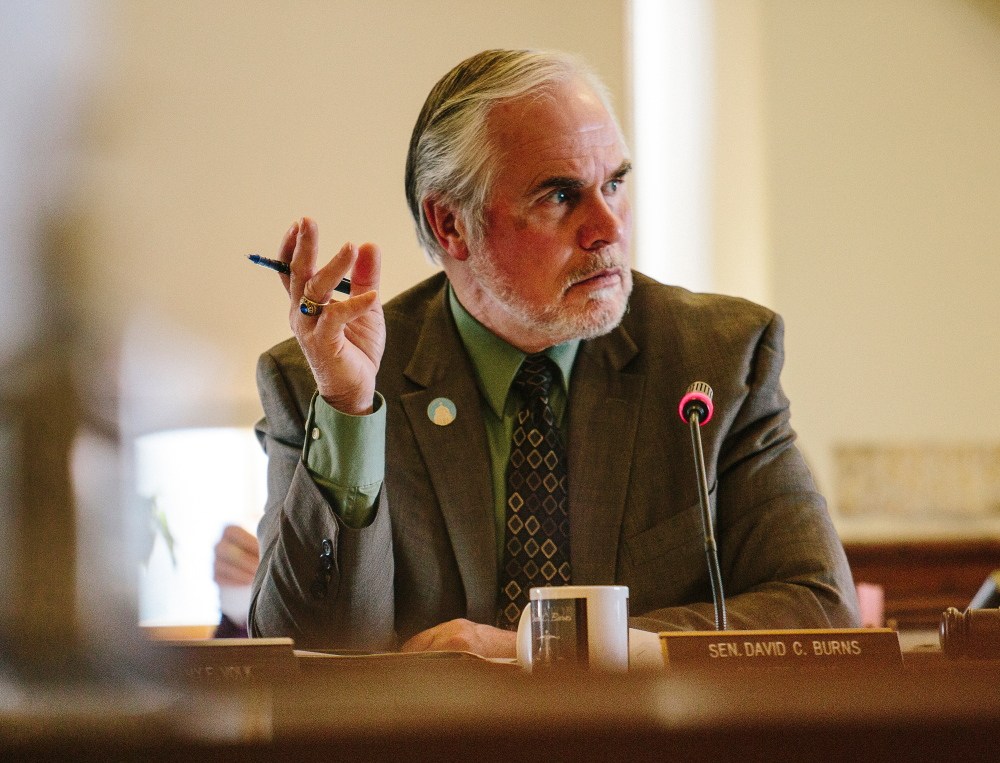 Republican Sen. David Burns of Whiting listens to testimony Thursday during a session of the Legislature’s Judiciary Committee. Burns says he’s moving forward with his religious freedom bill despite a national controversy over similar legislation in Indiana and Arkansas. 