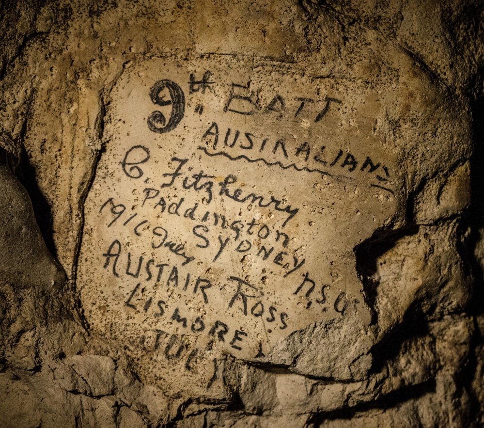 Thousands of soldiers’ names are engraved on the walls of a former chalk quarry in Naours, France.