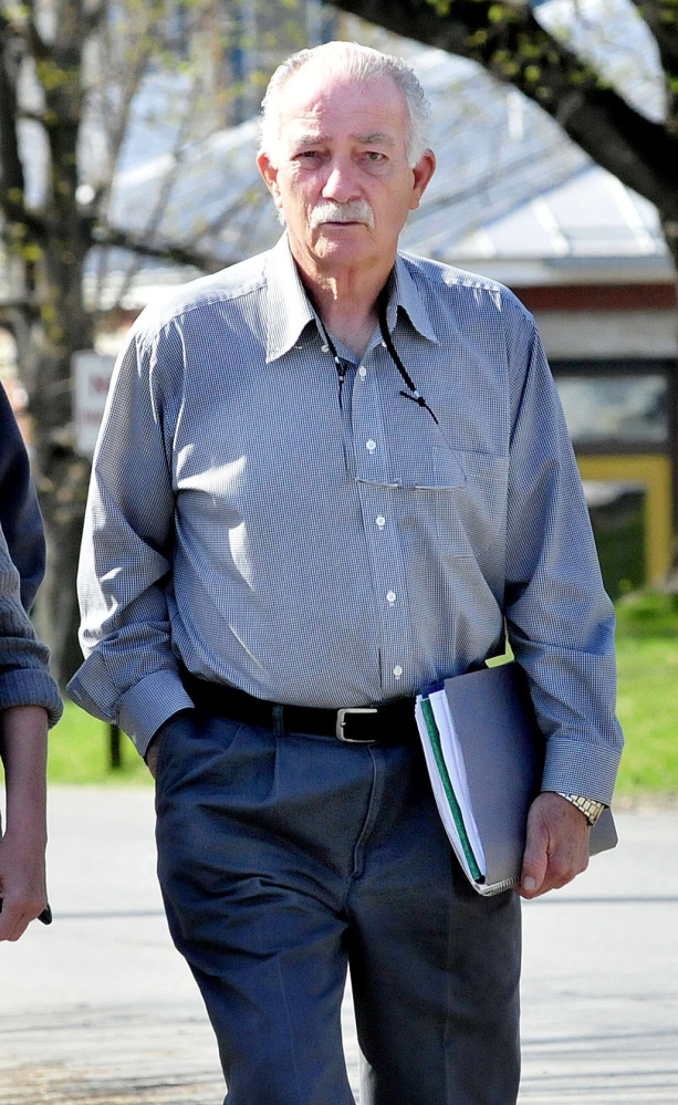 Louis Padula leaves the Skowhegan District court following a hearing on Wednesday. Padula has been charged with unlawful gambling, witness tampering and falsifying evidence relating to the Madison VFW.