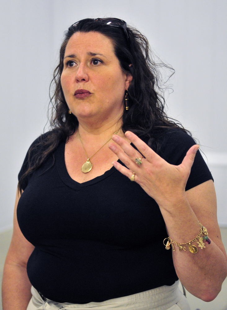 Business development director Kimberly Schofield talks about the Central Maine Meats slaughterhouse riday during a tour of slaughterhouse in Gardiner.