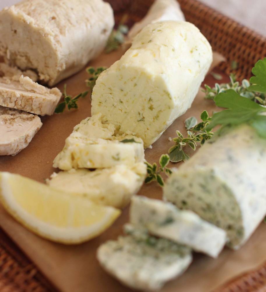 From left, steak, citrus and herb butters.