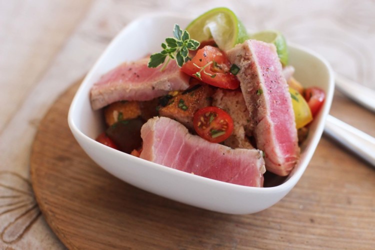 Grilled tuna panzanella