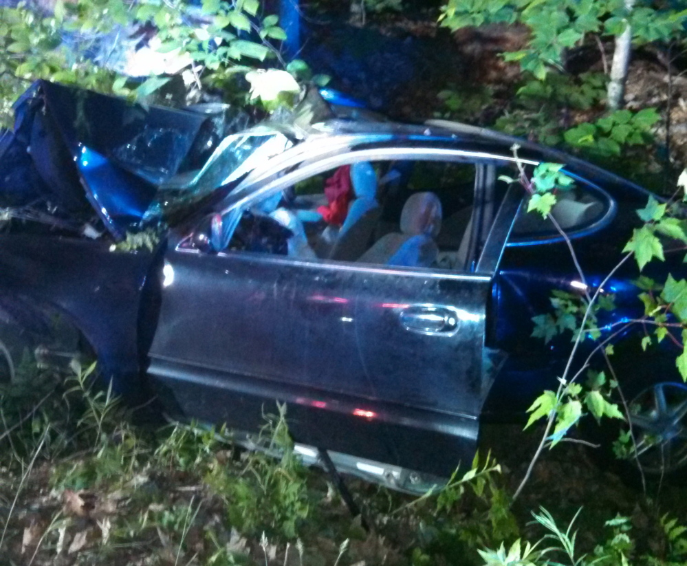 Dillian Burnham, 23, of Chesterville, had to be extricated from his 2002 Oldsmobile when it crashed after he led police on a chase through Chesterville, Livermore Falls and Jay early Monday morning.