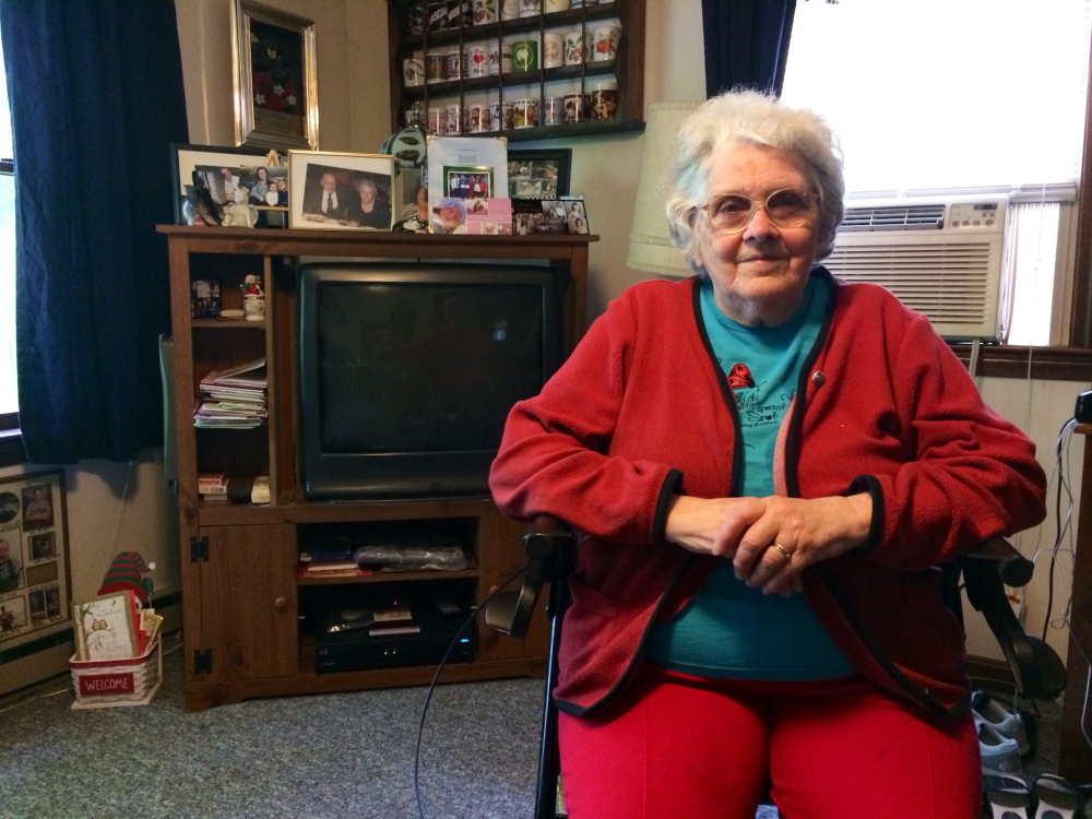 Arlene Davis, seen at her home in New Vineyard, says the town’s Board of Selectmen refused to sign a contract for her, in violation of the town’s administrative assistant ordinance.