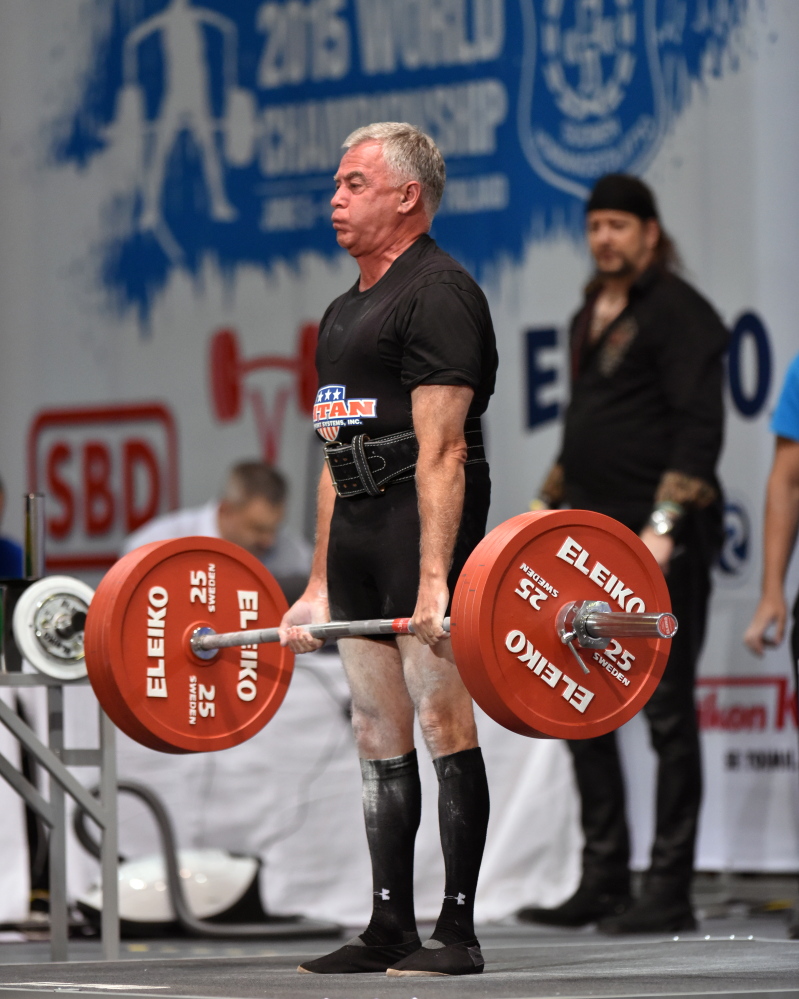 John LaFlamme deadlifts 496 lbs at the Iternational Powerlifting Federation Classic World Championship in Salo, Finland.