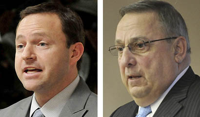 Maine House Speaker Mark Eves, D-North Berwick, left, and Gov. Paul LePage.