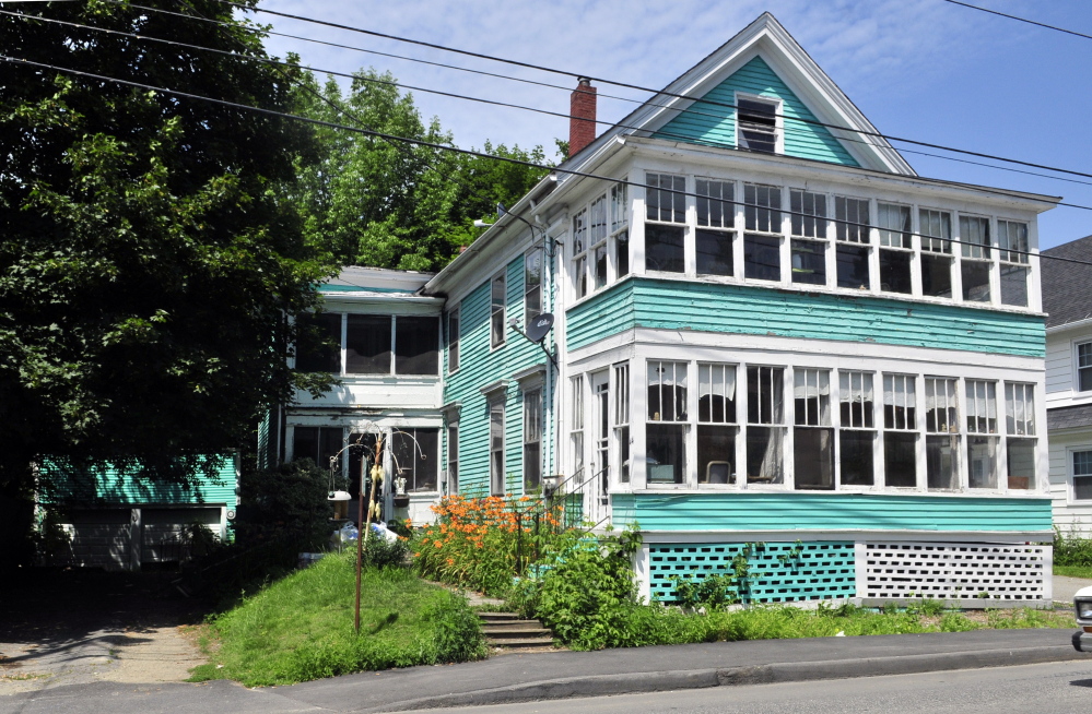 A two-story building at 44 State St. in Augusta, seen on Tuesday, has been deemed unfit for occupancy by city officials.