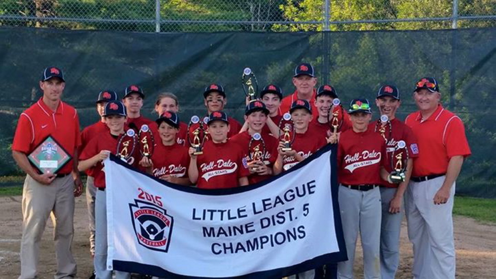 The Hall-Dale 11-12 Little League team will play for the state championship Thursday in Waldoboro. Team members are Aidan Ladd, Akira Warren, Alex Trafton, Drake Bickford, Hunter Lizzotte, Ian Stebbins, Kai Lucas, Lindsey Bell, Logan Dupont, Nick Leighton, Sam MacFarlane, Sam Sheaffer, and Thomas Trafton. The coaches are Ben Lucas, Mark Stebbins and Steve Trafton.