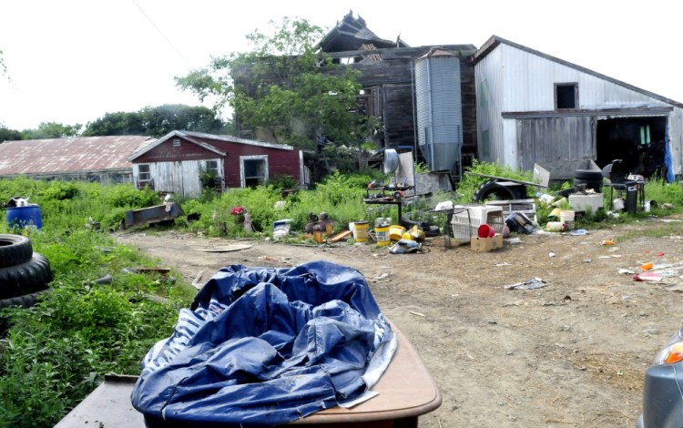 The Mark Gould farm on Drummond Road in Sidney, where state officials seized more than two dozen farm animals Tuesday. Gould has a history of animal-related offenses going back to 2011.
