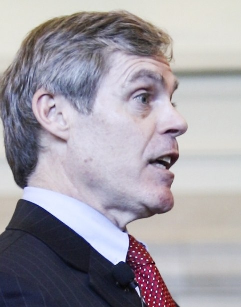 Timothy Woodcock, attorney for the Senate president and speaker of the House, addresses the court Friday. He said the justices should see the case as an issue about separation of powers.
Joel Page/Staff Photographer