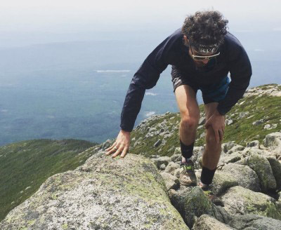 Scott Jurek climbs up Mount Katahdin while hiking the Appalachian Trail. Facebook photo