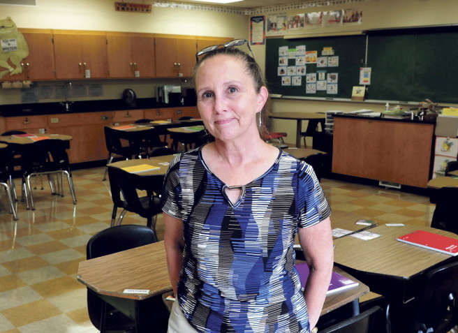 Academy Hill School teacher Brenda LaVerdiere in her classroom at the Wilton school on Wednesday. LaVerdiere is one of three finalists for Maine Teacher of the Year.