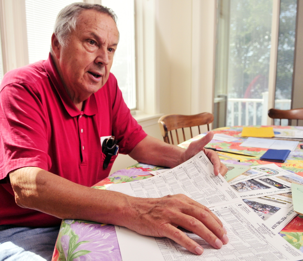 Eino Leinonen talks about harness racing at the Windsor Fairgrounds during an interview Thursday in his Nobleboro home.