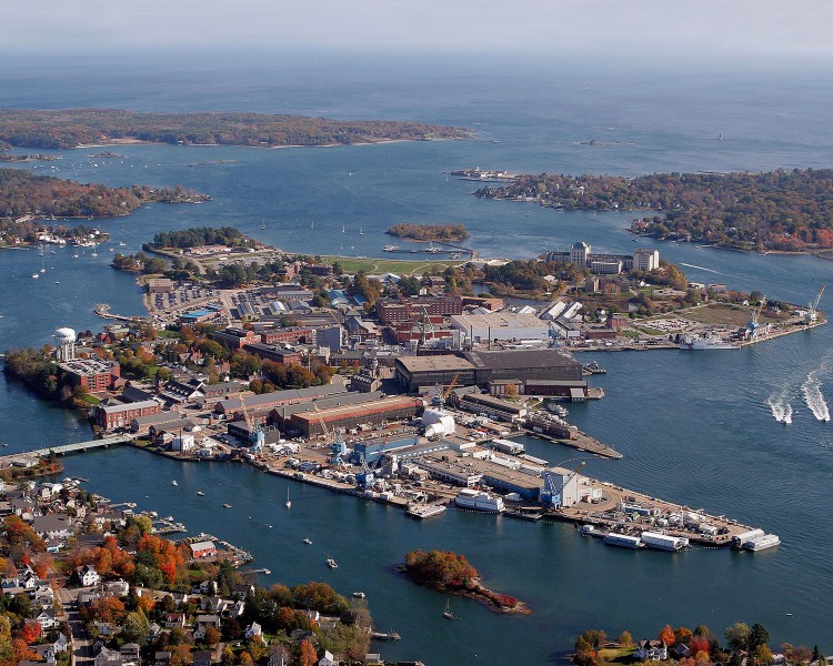An aerial view of the Portsmouth Naval Shipyard. Courtesy of the Portsmouth Naval Shipyard