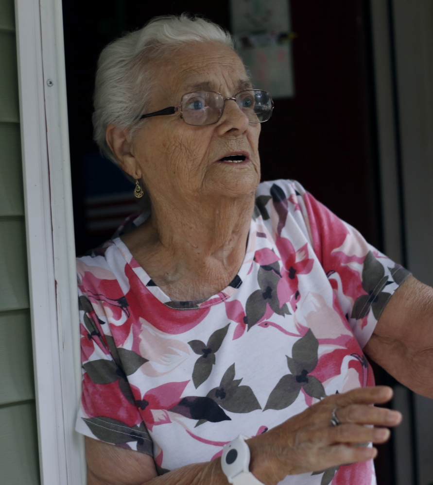 Marie Ouellette, 89, a resident of Kallock Terrace in Saco, speaks about Connor MacCalister who was living with his brother at the apartment complex. Derek Davis/Staff Photographer