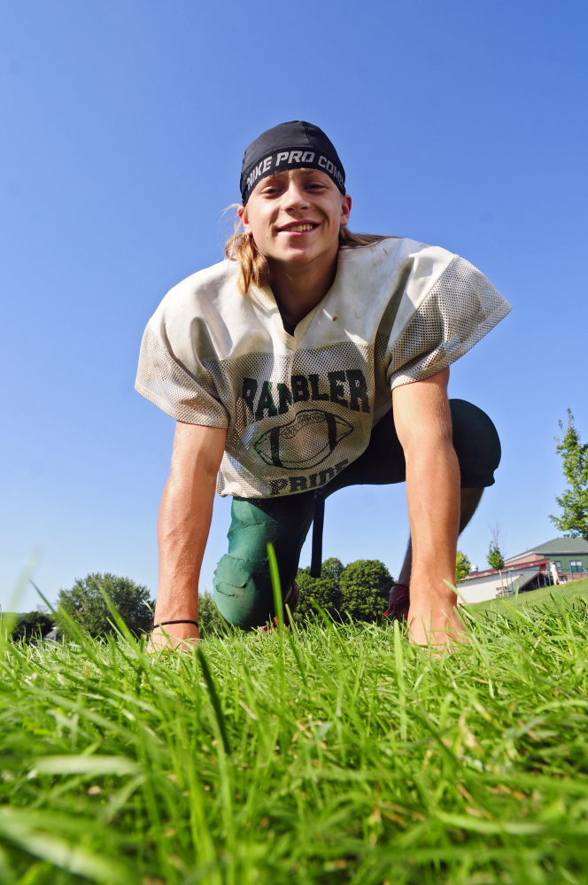 Winthrop/Monmouth’s Jack Vickerson, a 5-foot-7, 140-pound nose tackle, has gotten off to a fast start for the Ramblers.