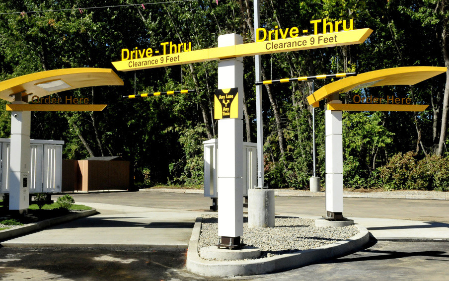 The new McDonald’s Restaurant in Farmington features double-lane drive-thru for faster service on Sunday. The restaurant re-opens Friday.