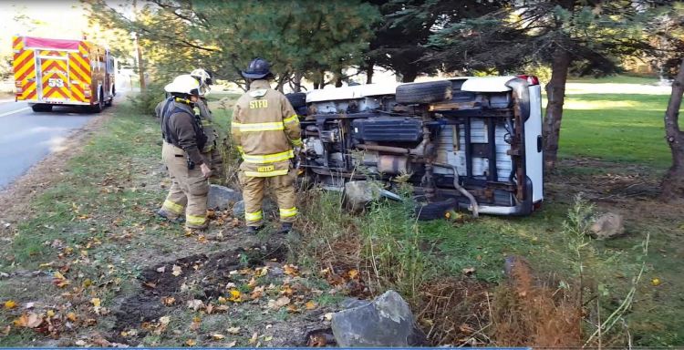 Police say this 2005 Chevrolet Silverado went off the road five times as a deputy chased its driver, finally crashing. Brandon Demmons of Rockland was arrested on charges of driving to endanger and eluding a police officer.