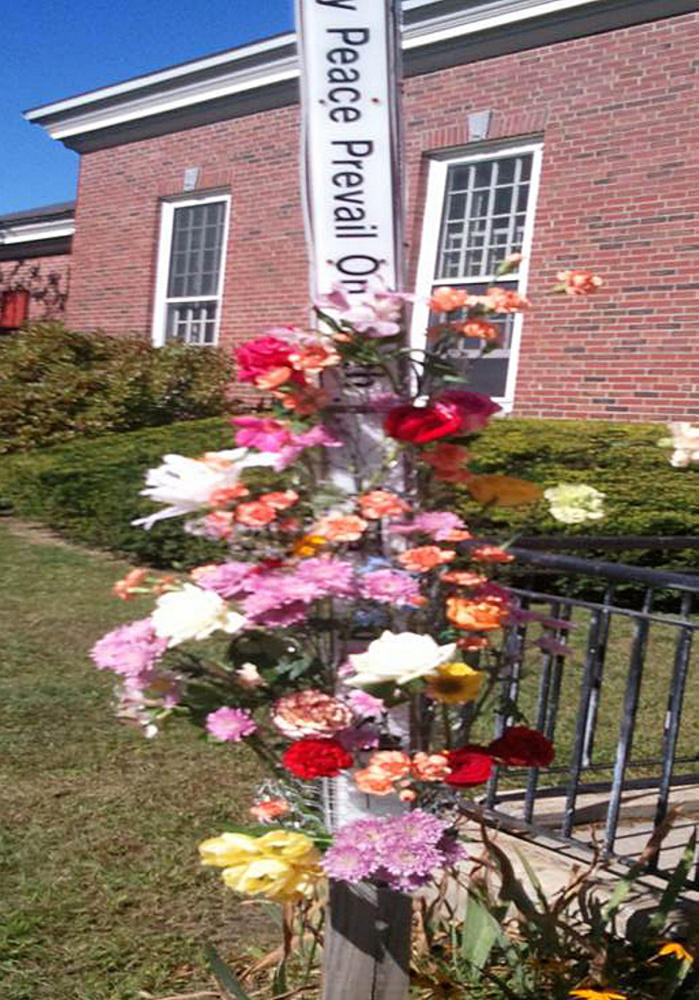 To celebrate the UN’s International Day of Peace, First Congregational UCC of Waterville held a service Sunday, Sept. 27, at their Peace Pole. Prayers for peace were said, blessings offered, songs sung, according to a news release from the church.