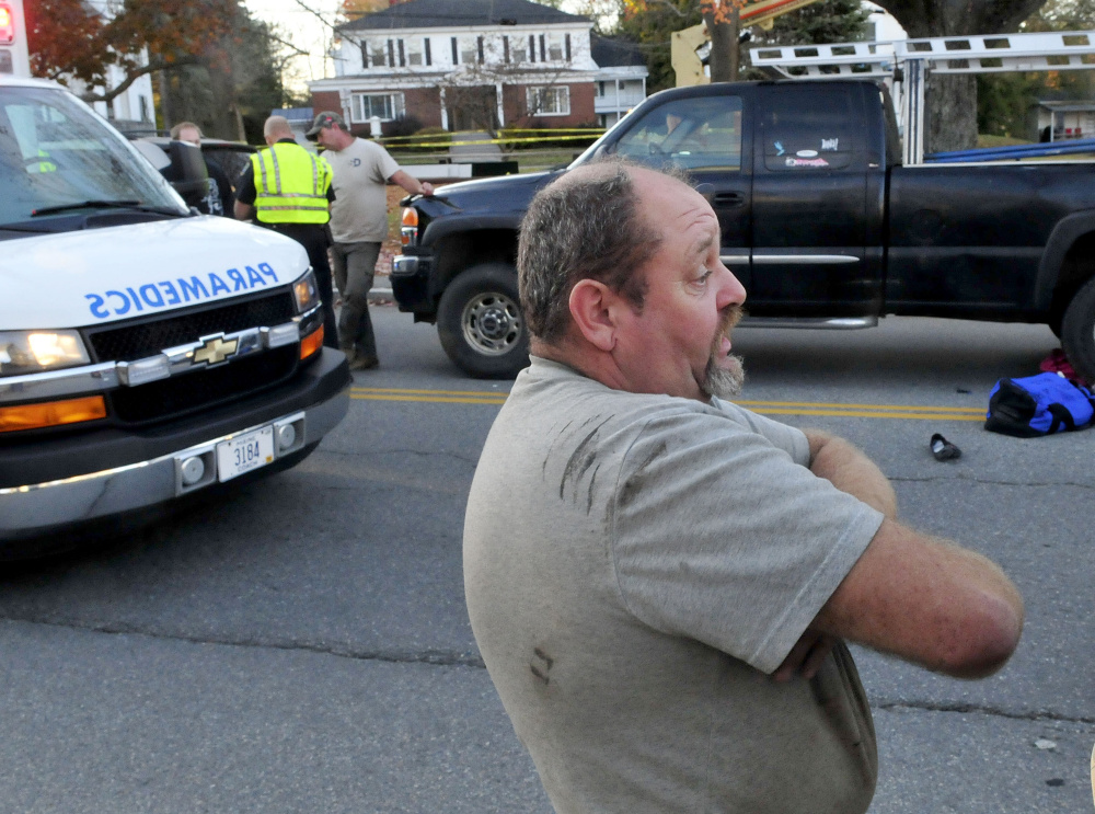 Steve Kent talked about yesterday’s Silver Street accident in Waterville, in which a teenage girl ran into the street and collided with the driver’s side mirror and windsheild of the GMC Jimmy he was driving. Kent said he never even saw her. Police and witnesses said the girl, who was taken to Inland Hospital with injuries that didn’t appear to be life-threatening, ran between two vehicles that were stopped at a red light into Kent’s moving SUV.