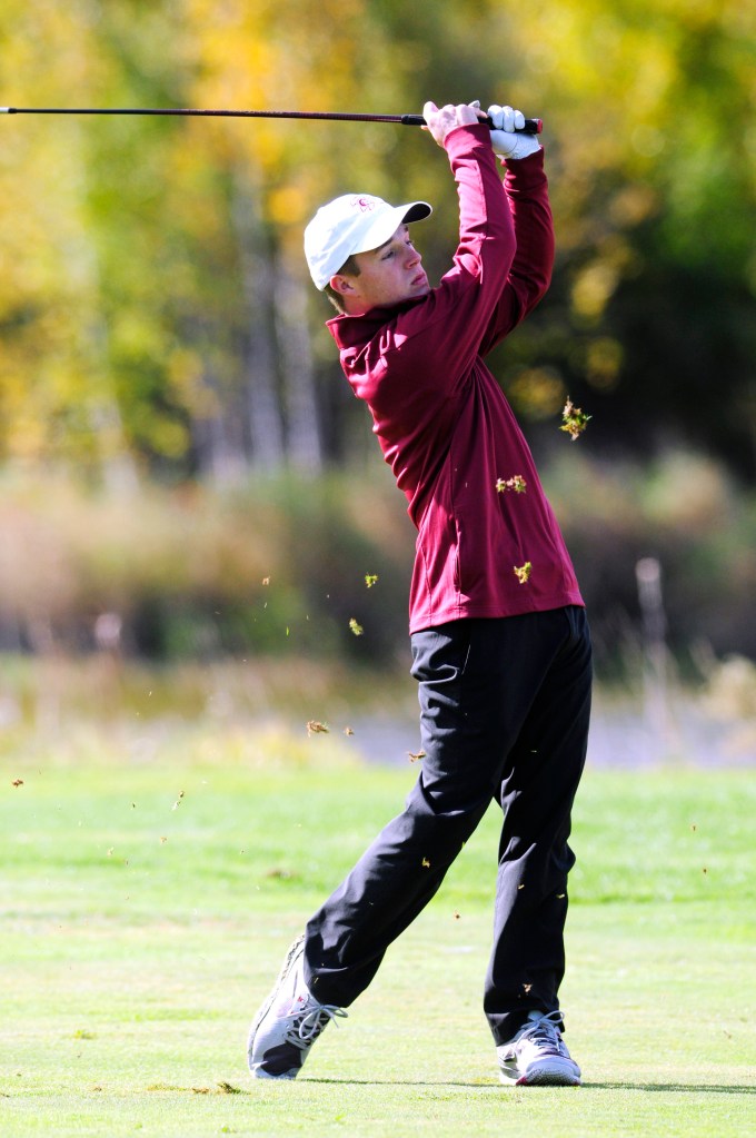 :Greg Kalagais of Thornton Academy shot a 79 to help the Golden Trojans win the Class A golf championship Saturday at Natanis Golf Course. Joe Phelan/Kennebec Journal