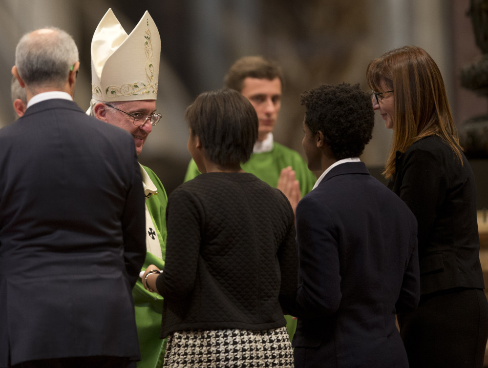 Pope Francis held Mass in St. Peter’s Basilica at the Vatican on Sunday, closing out a historic meeting of bishops. “Today is a time of mercy!” he said.