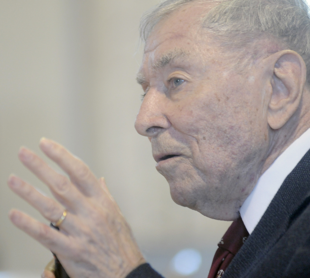 World War II veteran John Mulis recalls on Sunday his service during a veterans’ panel at Penney Memorial United Baptist Church in Augusta.