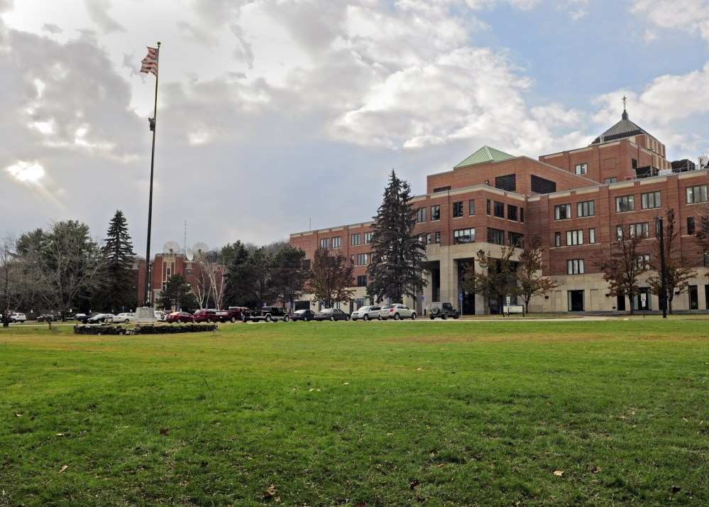 This photo taken on Nov. 20, 2014, shows the main hospital building, at right, on the Togus VA campus.