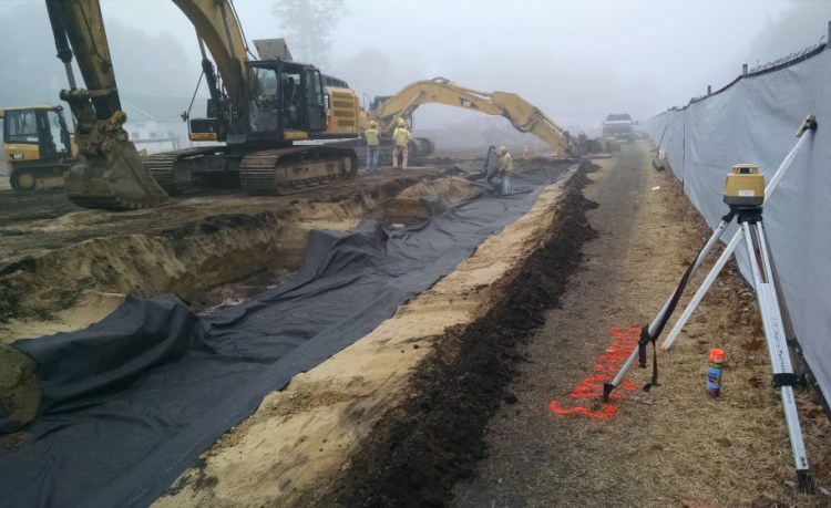 Despite an appeal to be heard next week by state regulators, this photo from Nov. 6 shows work has already begun on the 60,000-square-foot train layover facility in Brunswick.
