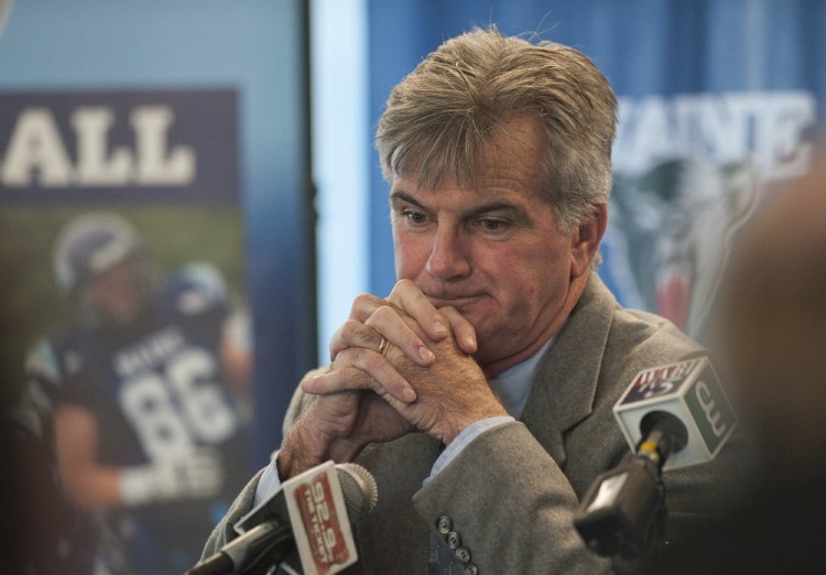 Veteran football coach Jack Cosgrove, appearing Tuesday afternoon at an afternoon news conference in Orono, says he told his players about ending his University of Maine coaching career earlier in the day. “It was good to be able to tell them first,” he said. “It was good to be able to just simply shake their hands. It was not emotional for me.”