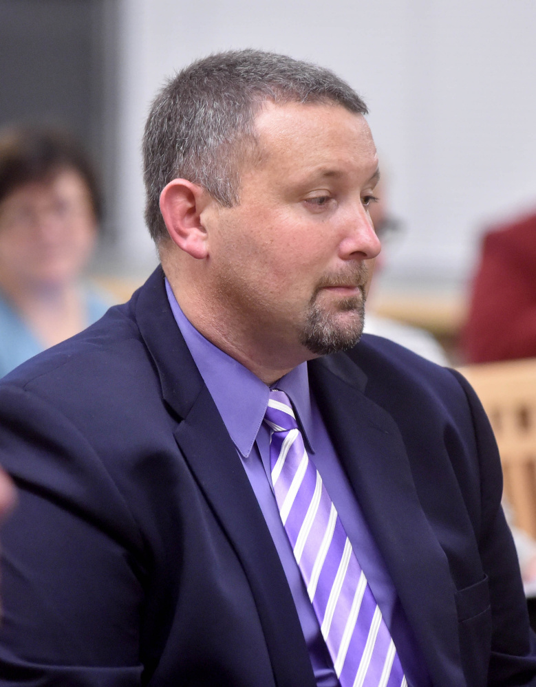 Waterville Senior High School acting principal Brian Laramee listens during a school board meeting at Waterville Senior High School on Wednesday.