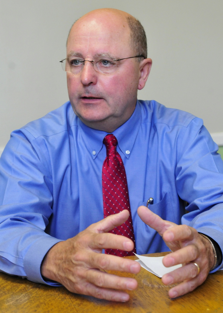 Somerset County Sheriff Dale Lancaster speaks about dealing with domestic violence criminals in Skowhegan on Thursday.