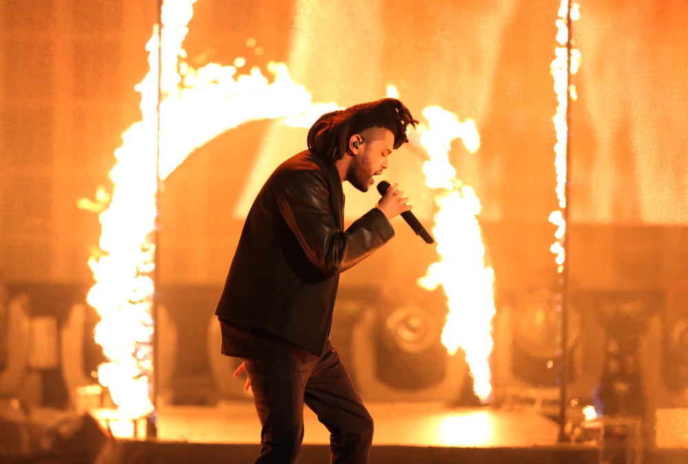 The Weeknd performs at the American Music Awards at the Microsoft Theater in Los Angeles.